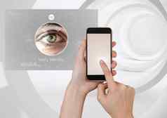 手触碰移动电话身份眼睛验证应用程序接口