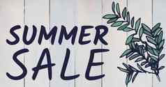 紫色的夏天出售文本绿色叶图形白色木面板