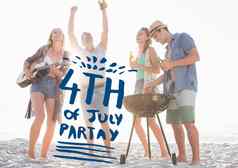 蓝色的第四7月图形千禧一代海滩聚会，派对
