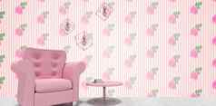 复合图像装饰粉红色的扶手椅表格