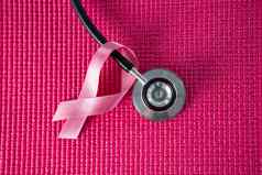 直接视图听诊器粉红色的乳房癌症意识丝带
