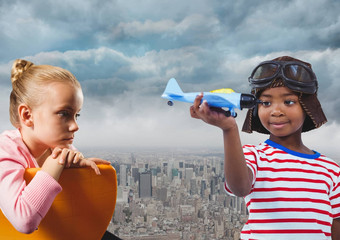 孩子们玩具飞机城市