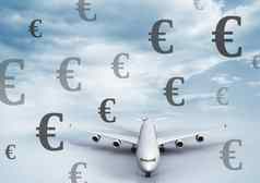 飞机欧元货币图标