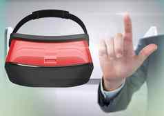 手触碰互动虚拟现实耳机过渡效果