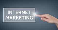 手互动互联网市场营销业务文本蓝色的背景
