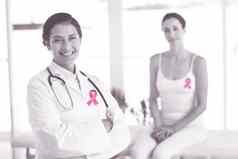 复合图像乳房癌症意识丝带