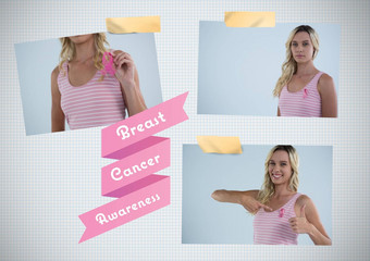乳房癌症意识文本乳房癌症意识照片拼贴画