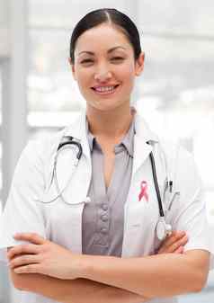 快乐医生女人乳房癌症意识丝带