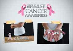 乳房癌症意识文本乳房癌症意识照片拼贴画