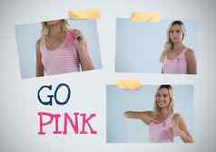 粉红色的文本乳房癌症意识照片拼贴画