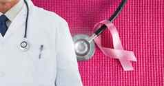 乳房癌症医生粉红色的意识丝带