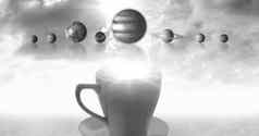 杯茶超现实主义的太阳能系统行星云