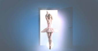 芭蕾舞舞者开放通过光源