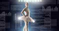 芭蕾舞舞者跳舞数字技术接口发光的闪闪发光的光