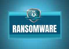 ransomware安全保护盾错误盒子蓝色的背景
