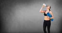 运动锻炼女人空白灰色背景