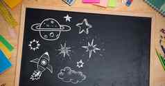 空间宇宙教育画黑板上学校