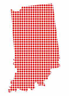 红色的点地图印第安纳州