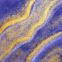 幻影蓝色的黄金现代背景布满星星的晚上大理石效果绘画
