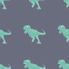 绿松石恐龙无缝的模式灰色