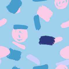 摘要无缝的模式粉红色的蓝色的刷中风油漆痕迹涂片光蓝色的背景