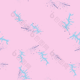 蓝色的海珊瑚粉红色的时尚的无缝的模式手画纹理<strong>背景</strong>