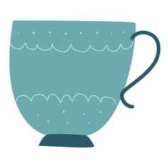 复古的光蓝色的茶杯白色装饰