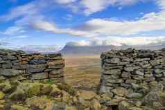 城堡山城堡冰岛视图前石头墙谷