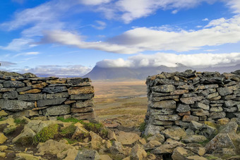 城堡山城堡冰岛视图前<strong>石头</strong>墙谷