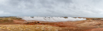 地理热热春天活动冰岛冈努维尔热弹簧蒸汽云风暴