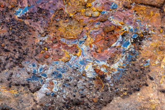 地理热热春天冰岛冈努维尔热弹簧泥泞的色彩斑斓的岩石沉积物