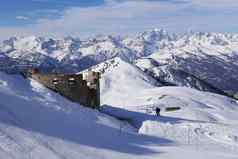 雪景观蒙根夫尔高阿尔卑斯山脉冬天