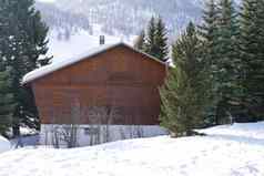 雪景观蒙根夫尔高阿尔卑斯山脉冬天