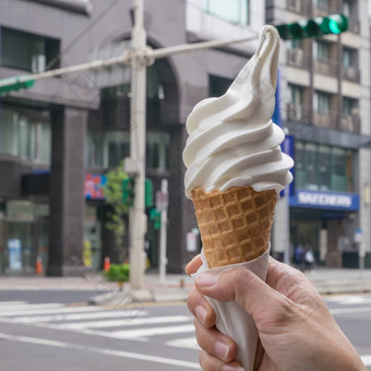 美味的冰奶油锥街台北城市台湾