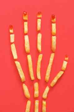 人类手概念法国薯条