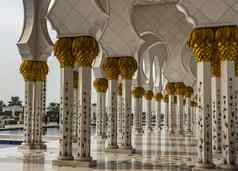 拱廊谢赫。扎耶德大清真寺在成千上万的人列