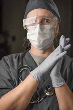 女医生护士穿实习医生风云保护脸面具护目镜