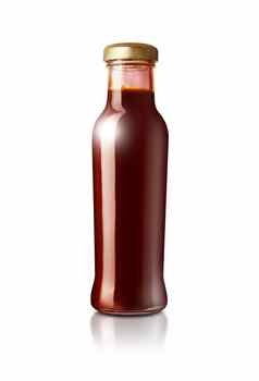 玻璃瓶番茄酱孤立的白色背景