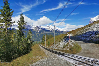 跟踪火车电缆瑞士grindelawld山