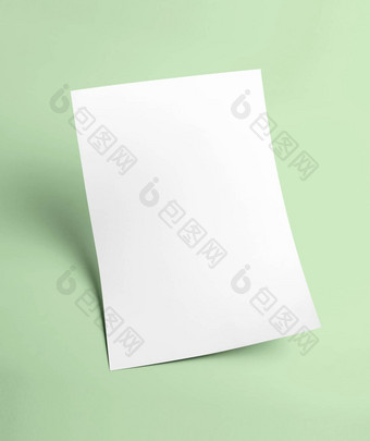 白色空白文档纸模板绿色背景