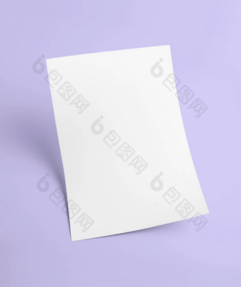 白色<strong>空白</strong>文档纸<strong>模板</strong>紫色的背景