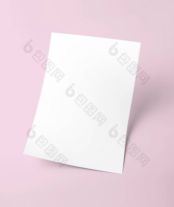 白色空白文档纸模板粉红色的背景
