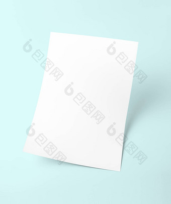 白色空白文档纸模板蓝色的背景