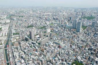 日本东京城市景观建筑路空中视图