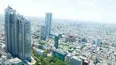 日本东京城市景观商业住宅建筑路空中视图