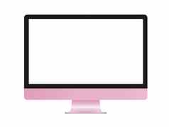 孤立的粉红色的工作站电脑白色背景