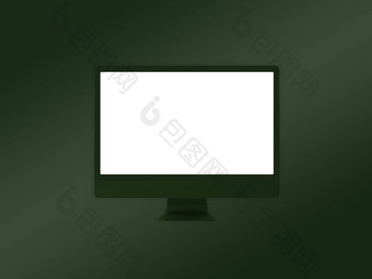 电脑监控模型模板橄榄绿色背景