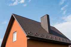 现代屋顶覆盖瓷砖效果聚氯乙烯涂层棕色（的）金属屋顶表