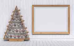 模拟空白木图片框架圣诞节装饰