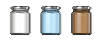 白色蓝色的棕色（的）大玻璃罐子模板